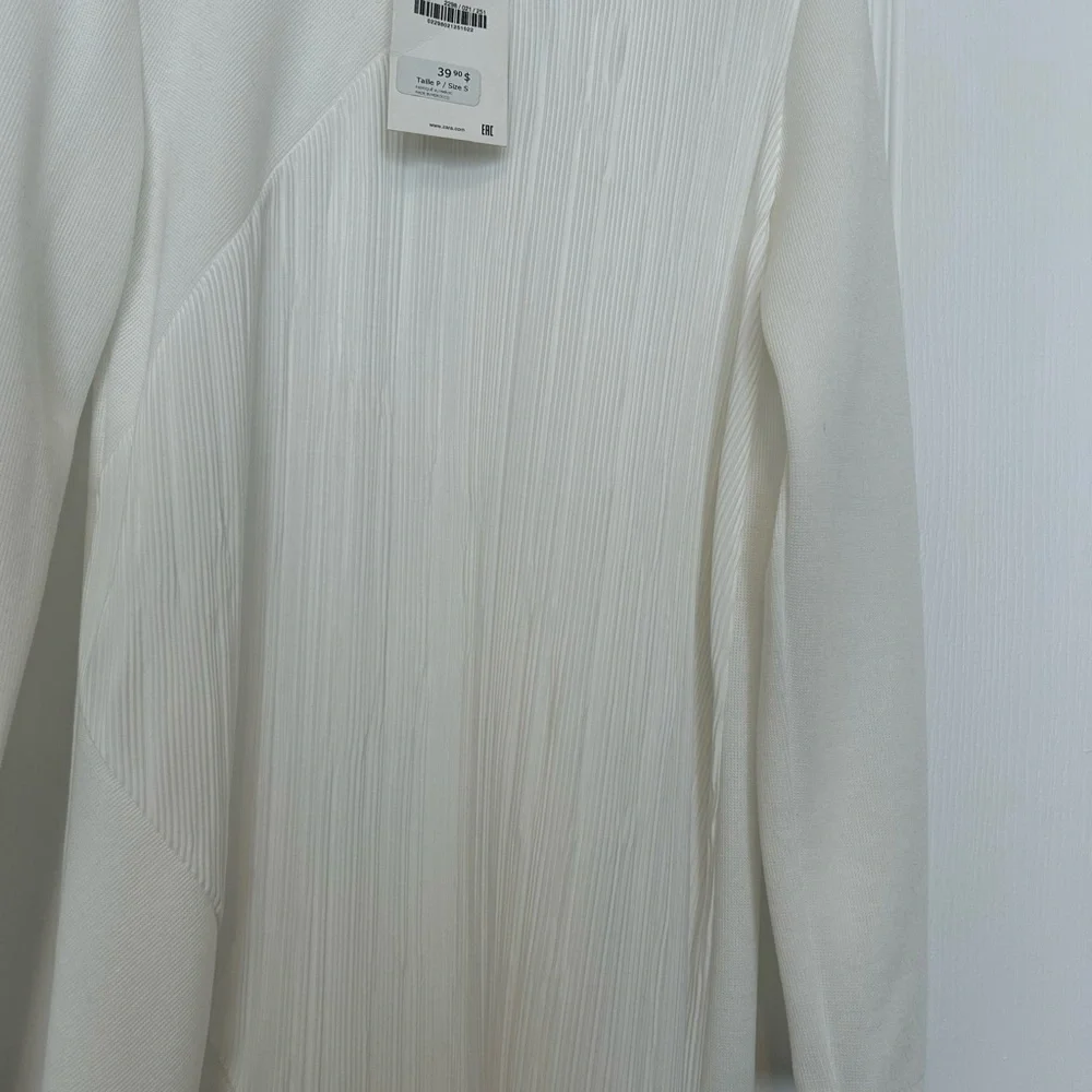 Zara Ivory Ribbed Blouse - Picture 6 of 6